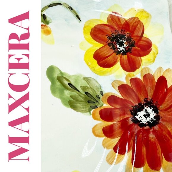 MAXCERA RED POPPY MAT DECORATIVE PLATE 8.75โ Square With Scalloped Edge - Picture 6 of 8